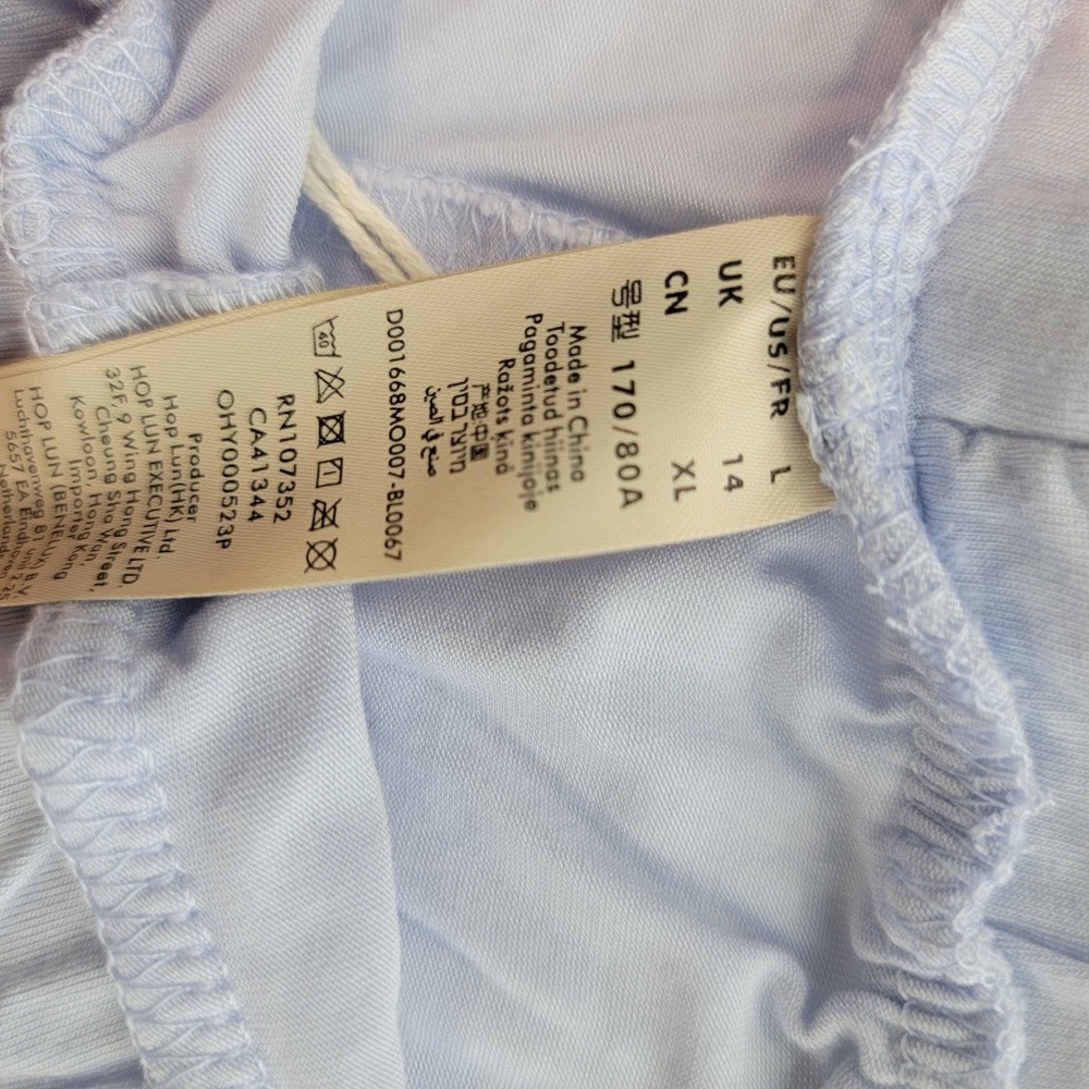 Womens Light Blue Pajama Set Long Sleeve Button Down Pants Piping Sleepwear XL - Picture 11 of 11